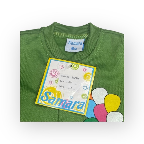 new Samara ܫ Footed Onesie Playsuit Teddy Bear Balloon Appliqué ܫ Sage Green 6MO - Picture 4 of 16